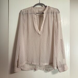Caslon Sheer White /Cream/ Lightish Pink Patterned Blouse